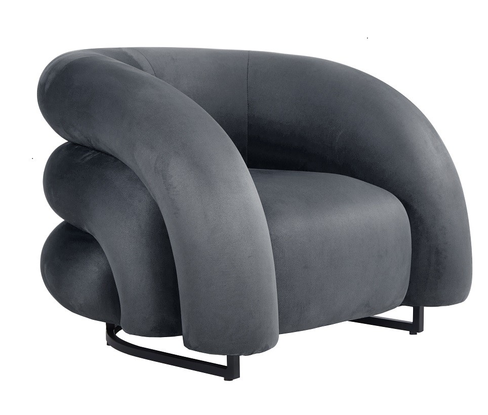 [590.SKARLOVGR] Sillón KARLOVY, tapizado velvet gris