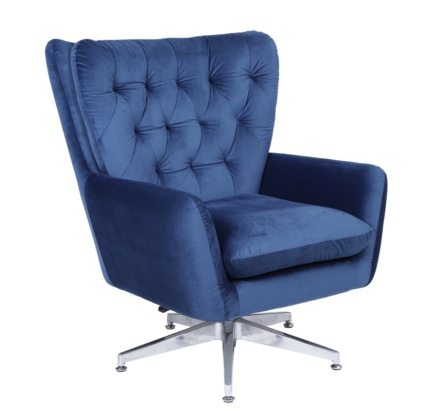 [590.SBECQVAZ] Sillón BÉCQUER, giratorio, regulable, tapizado velvet azul