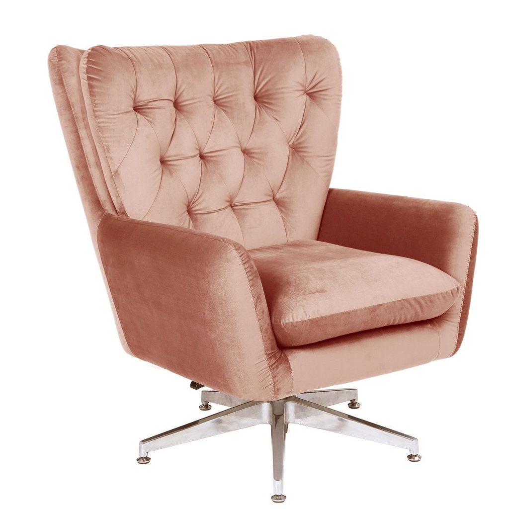 [590.SBECQVRS] Sillón BÉCQUER, giratorio, regulable, tapizado velvet rosa
