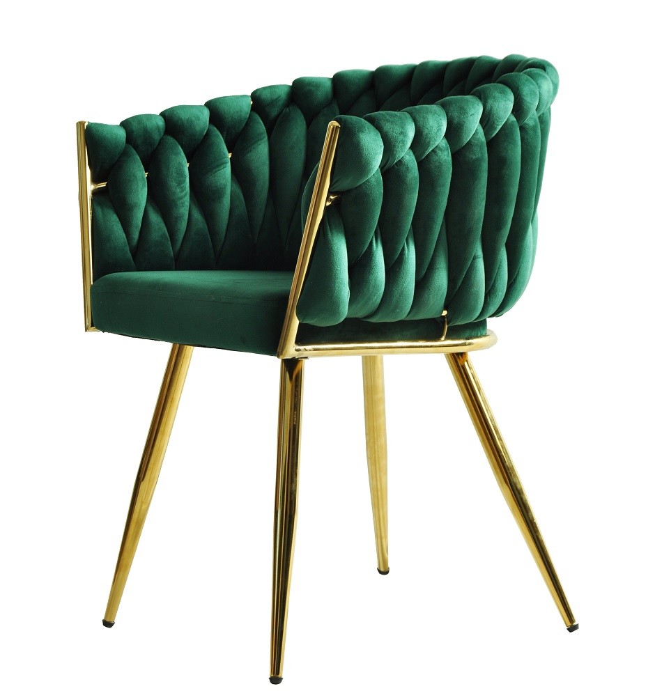 [594.SKINGVVO] Sillón KING, metal dorado, tapizado velvet verde oscuro