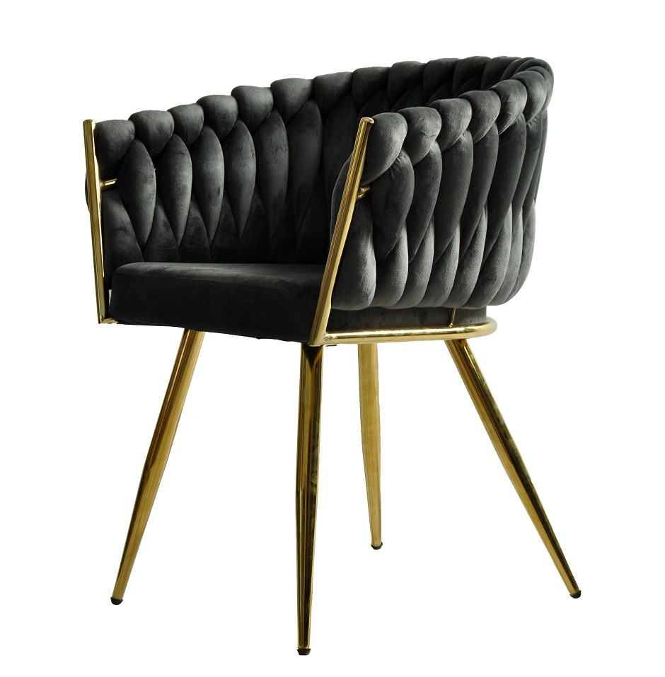 [594.SKINGVGO] Sillón KING, metal dorado, tapizado velvet gris oscuro