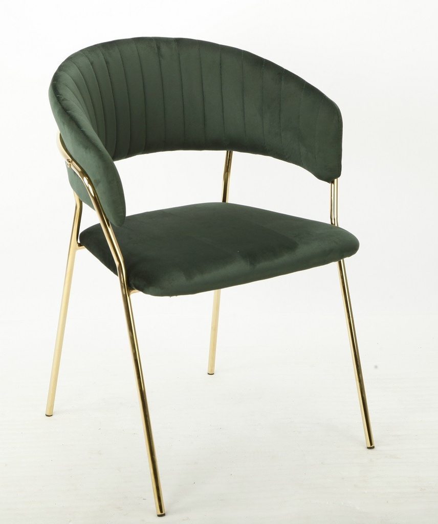 [594.SKEFRNVVO] Sillón KEFRÉN NEW, metal dorado, tapizado velvet verde oscuro