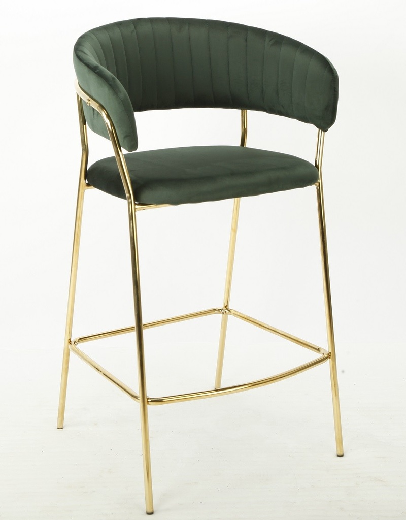 [494.TKEFRNVVO] Taburete KEFREN NEW, metal dorado, tapizado velvet verde oscuro