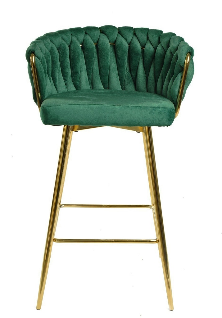 [494.TKINGVVO] Taburete KING, metal, cromado dorado, tapizado velvet verde oscuro