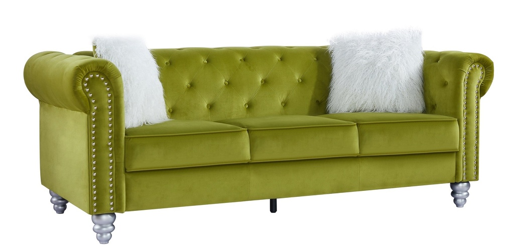 [252.SCHS3VE38] Sofá CHESTER STYLE, 3 plazas, tapizado velvet verde 38