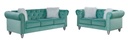 Set Sofás CHESTER STYLE, 3 +2 plazas, tapizado velvet verde agua 58