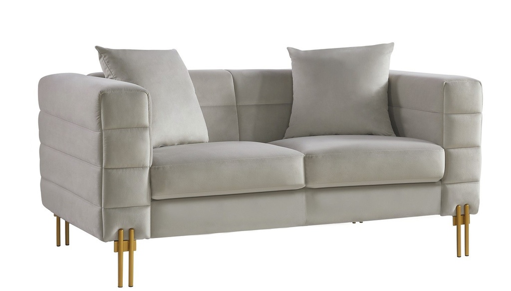 [252.SLAR2VE25] Sofá LARIOS, 2 plazas, tejido velvet gris claro 25