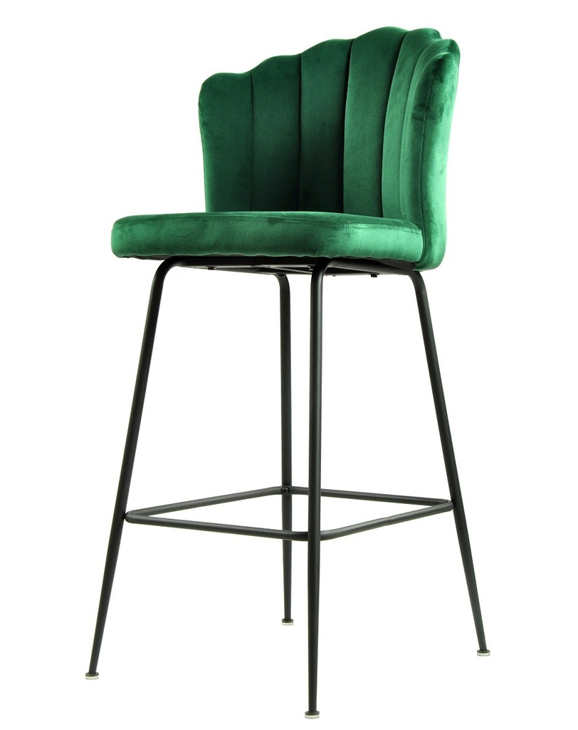 [494.TDEVINVVO] Taburete DEVIN, metal, tapizado velvet verde oscuro