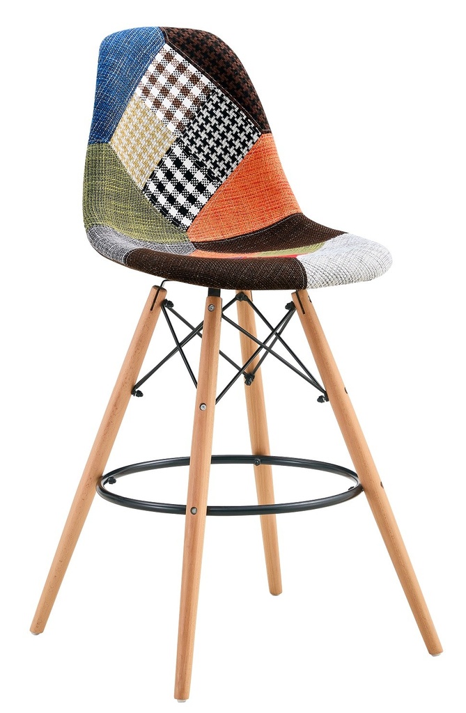[443.TTOWTPA22] Taburete STAR PAT22, madera, tapizado patchwork 22
