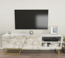 Mueble de TV MARCUS, biIaminado mármol blanco, 150 cms.
