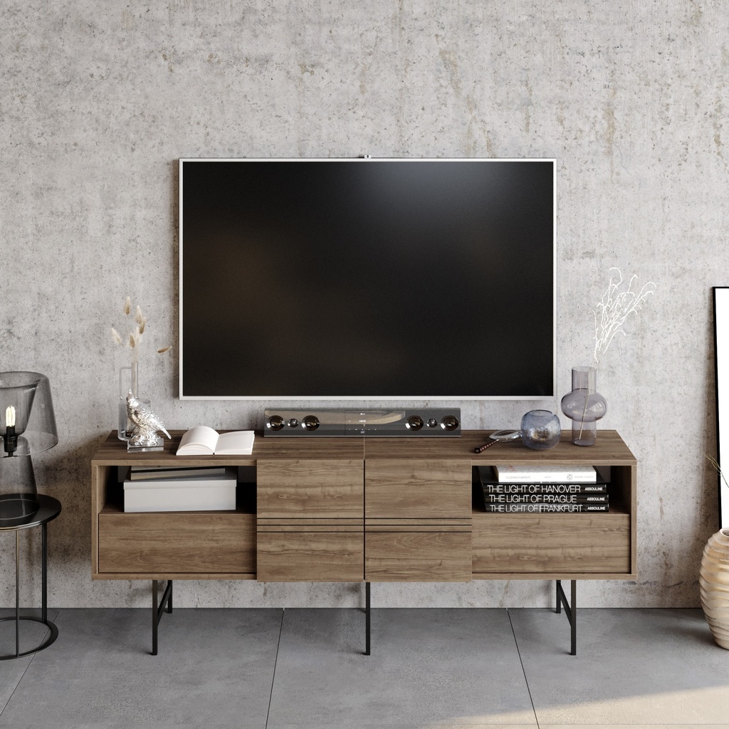 [645.MTVSIMONO] Mueble de TV SIMON, biIaminado nogal, 180 cms.