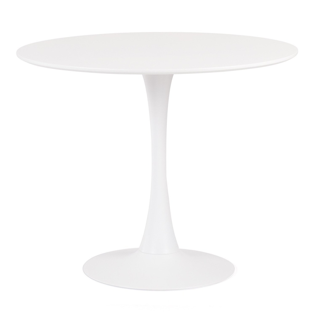 [143.MTULB90R] Mesa TUL (SU), base de metal, tapa lacada blanca, 90 cms de diámetro