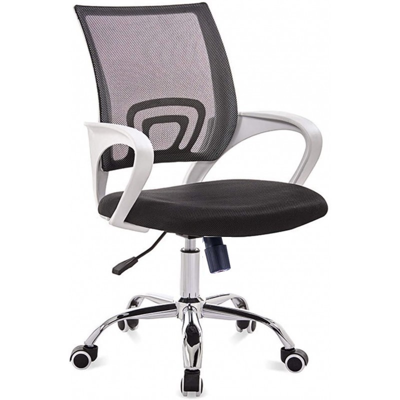 [794.SFIBGMTNB] Sillón de oficina FISS NEW, brazos blanco, basculante, estructura y malla negro