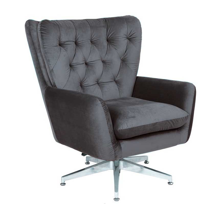Sillón BÉCQUER, giratorio, regulable, tapizado velvet gris