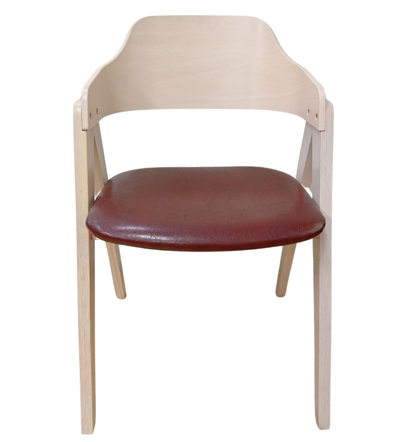Sillón JARSY, madera de hevea, natural, similpiel marrón