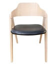 Sillón JARSY, madera de hevea, natural, similpiel negra