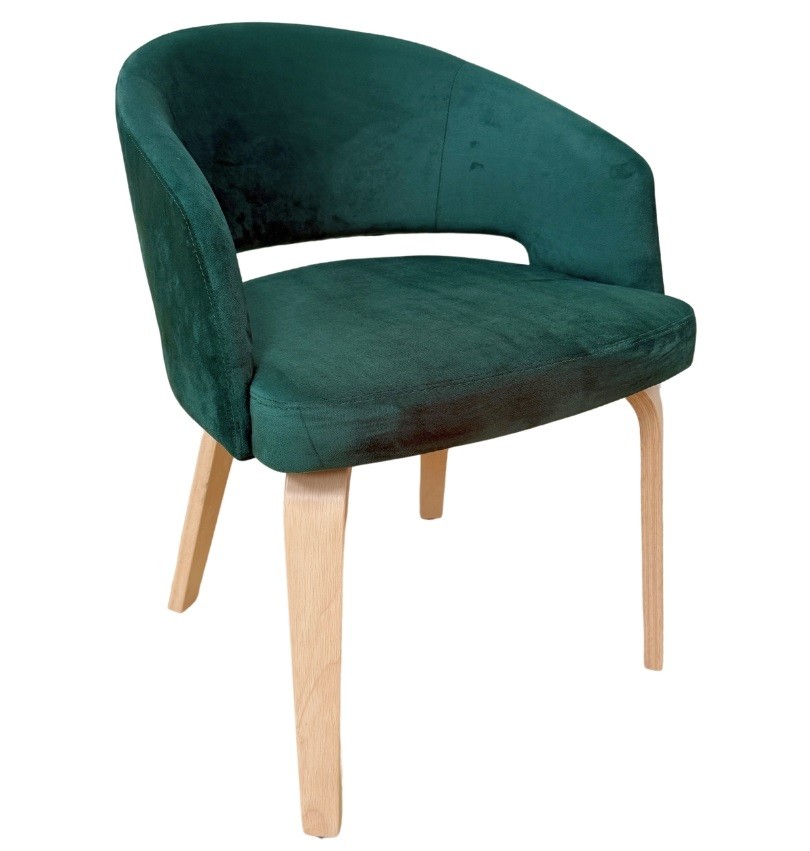 [550.SVISEUVVO] Sillón VISEU, contrachapado de madera de hevea, natural, velvet verde oscuro