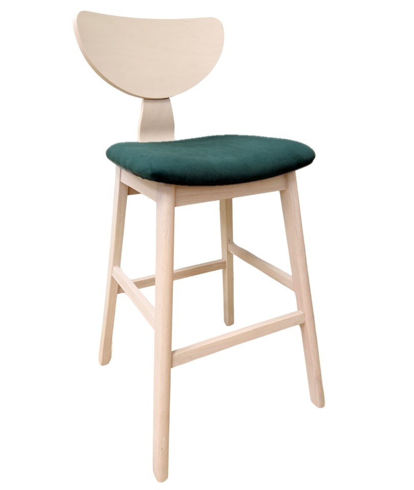 [450.TDUBLIVVO] Taburete DUBLIN, madera de hevea, natural, velvet verde oscuro