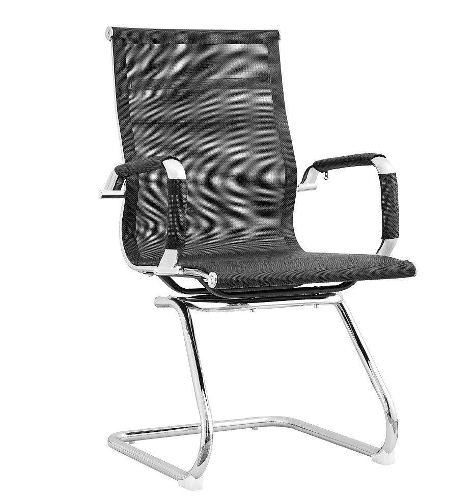 [794.SIGOFMNE] Sillón de oficina IGOR, fijo, cromado, malla negra