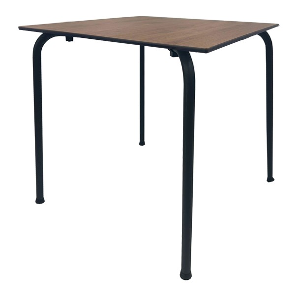 [141.MFERNC70C] Mesa FERAY, apilable, epoxi color negro, tablero fenólico castaño 69 x 69 cms.