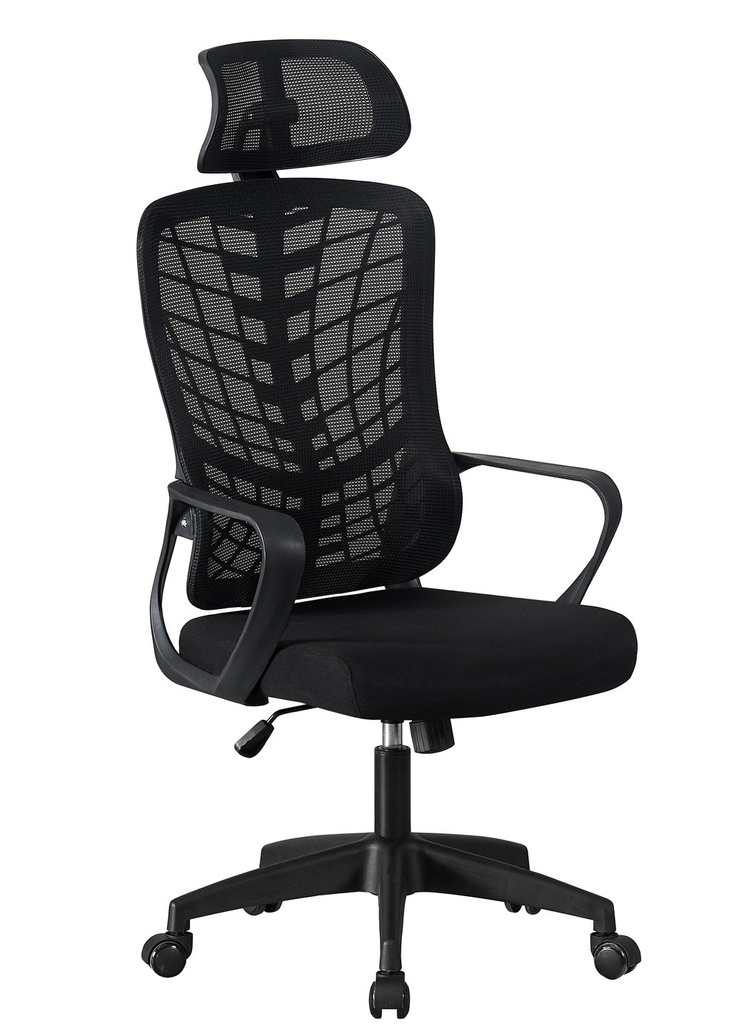 [762.SMELLNMNE] Sillón de oficina MELLAC, alto, negro, malla y asiento negro