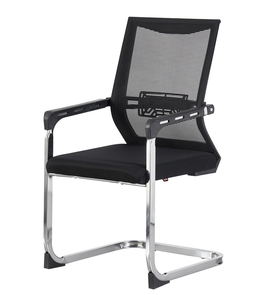 [762.SFLERMTNE] Sillón de oficina FLERS, fijo de patín, cromado, malla negra