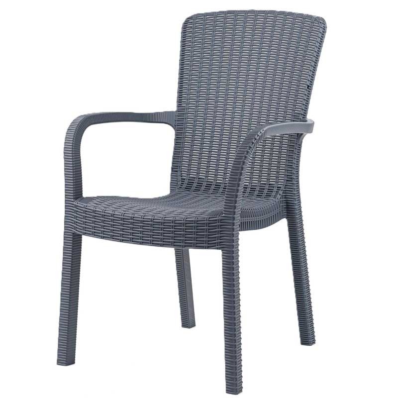 [579.SARUBAGR] Sillón ARUBA, apilable, polipropileno gris