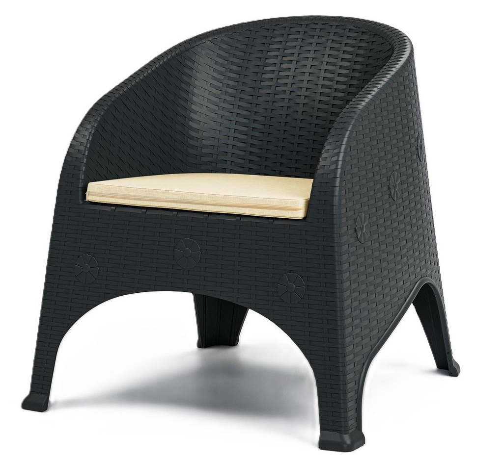 [579.SSURFCOCH] Sillón SURF, apilable, polipropileno marrón chocolate, cojín beige