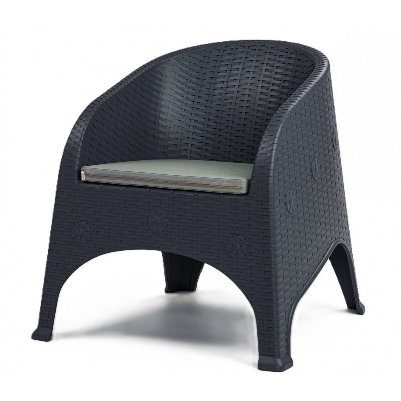[579.SSURFCOAN] Sillón SURF, apilable, polipropileno antracita, cojín gris