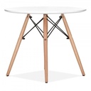 Mesa STAR, base madera, tapa blanca, 100 cms de diámetro