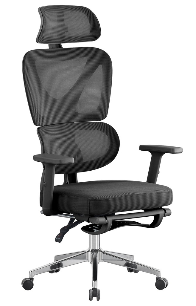 [762.SDURBNMNE] Sillón de oficina DURBUY, alto, ergonómico, negro, malla y asiento negro