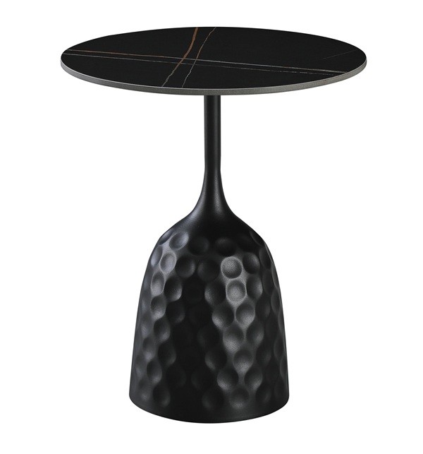 [189.MACAVENE] Mesa CAVEZZO, baja, negra, tapa cerámica mármol negro, 50 cms de diámetro