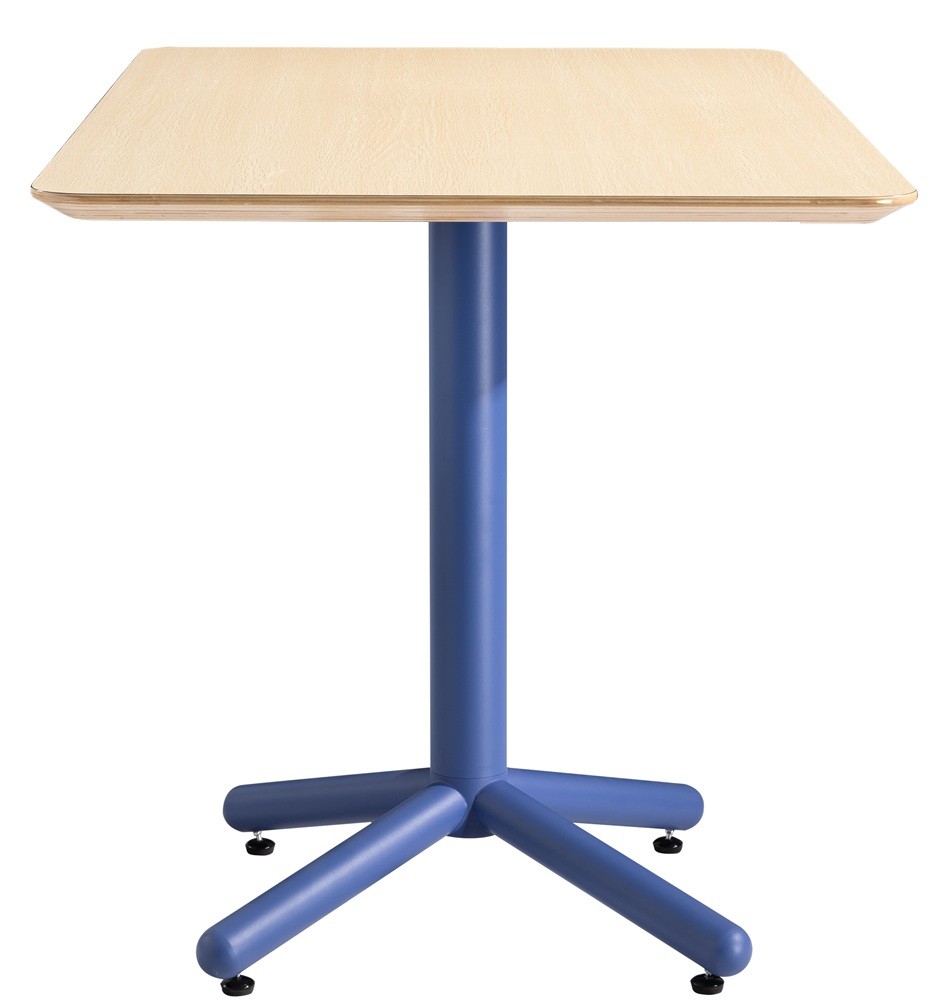 [131.MCOLAN70C] Mesa COLMAR, azul, tapa de contrachapado revestido con HPL, color natural, 70 x 70 cms