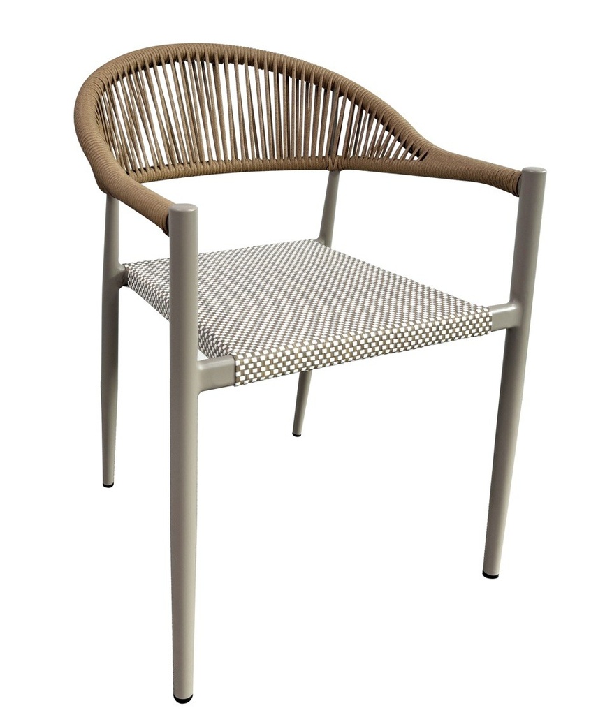 [560.SMONACO] Sillón MÓNACO, apilable, aluminio, ratán y teslin