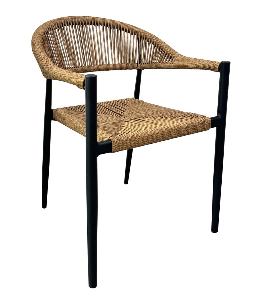 [560.SRIVIERA] Sillón RIVIERA, apilable, aluminio, ratán marrón