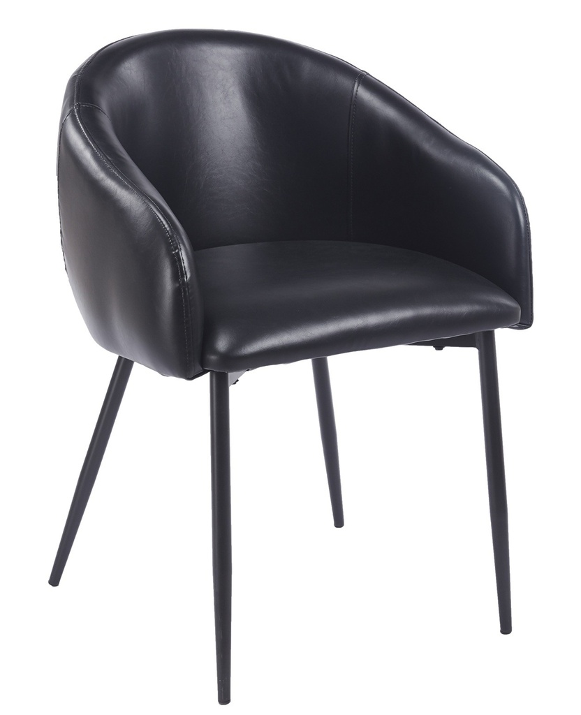 [558.SPELASVNE] Sillón PELAYO, metal, similpiel vintage negra