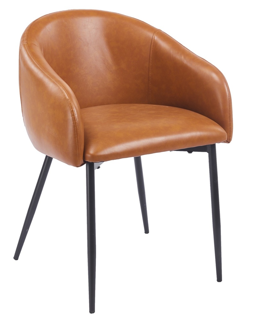 [558.SPELASVMA] Sillón PELAYO, metal, similpiel vintage marrón