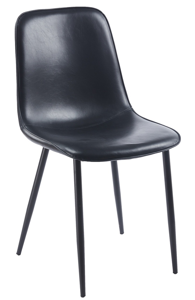 Silla PEÑAFIEL, metal, similpiel vintage negra