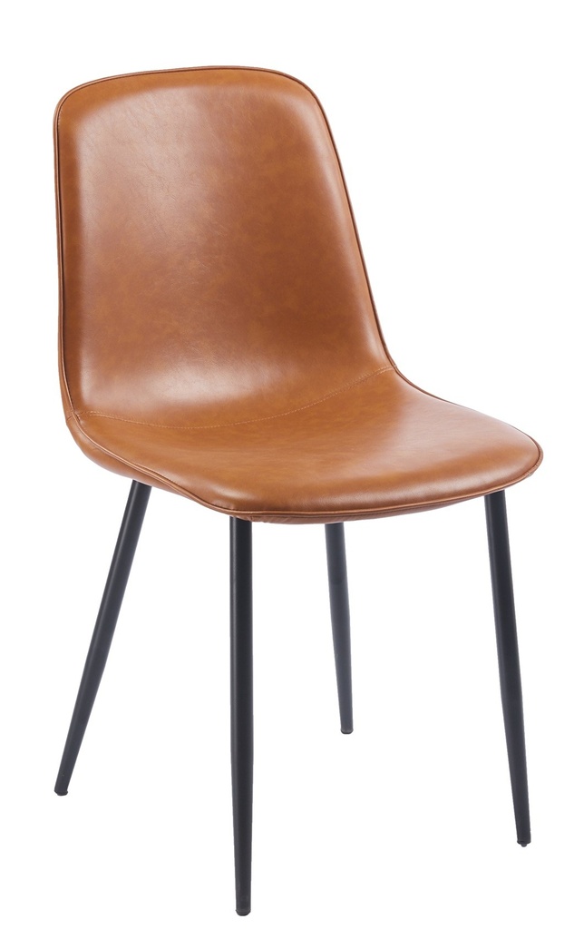 [558.SPEÑASVMA] Silla PEÑAFIEL, metal, similpiel vintage marrón