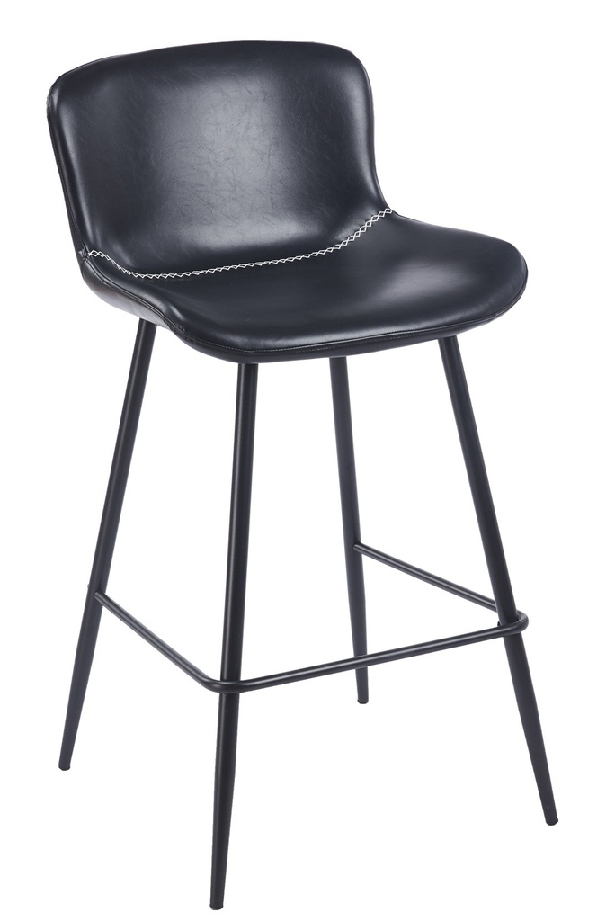 [458.TSAMPSVNE] Taburete SAMPER, metal, similpiel vintage negra