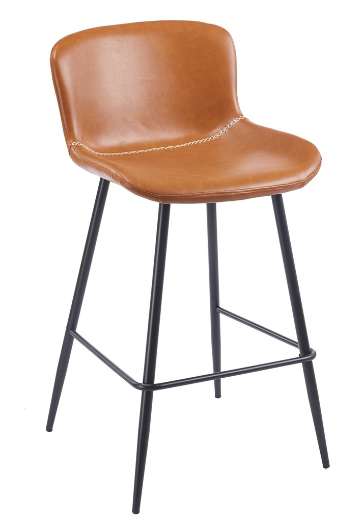 [458.TSAMPSVMA] Taburete SAMPER, metal, similpiel vintage marrón