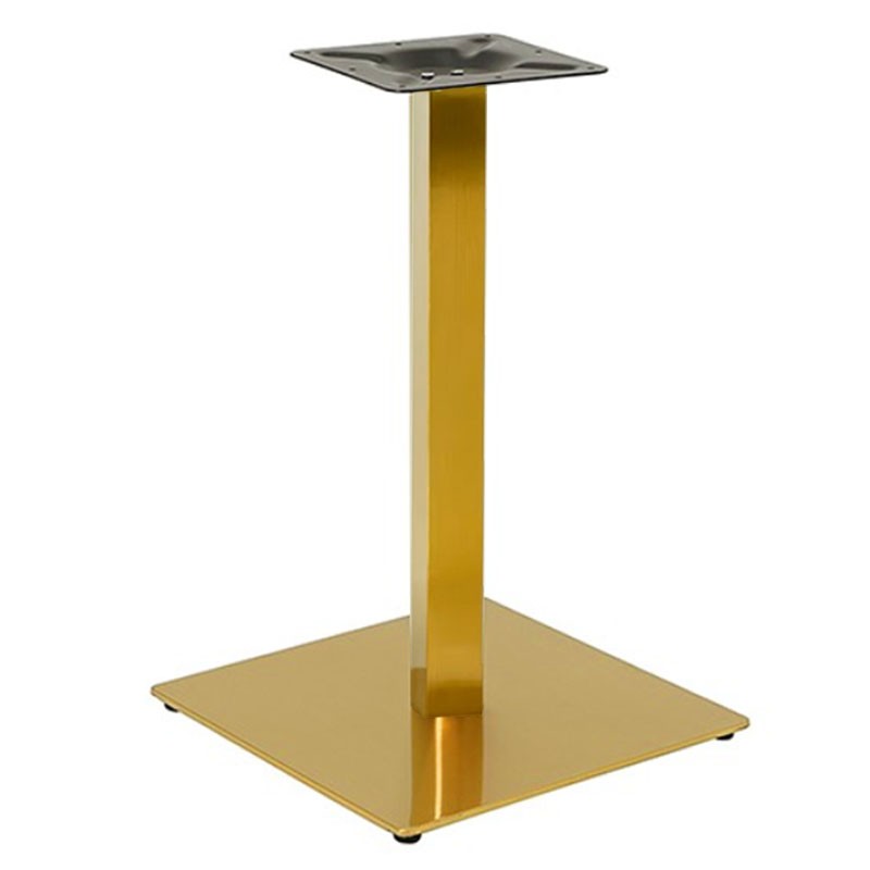 [110.BTRODO72] Base de mesa TROCADERO 72DO, acero inoxidable, dorada, base de acero de 8 mm. 45 x 45 cms, altura 72 cms