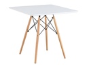 Mesa STAR, base madera, tapa blanca, 80 x 80 cms