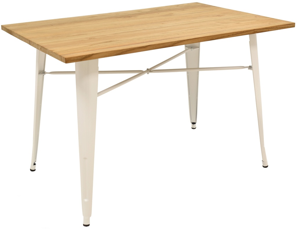 [136.MTO120BLM] Mesa TOL, acero, blanca, madera, 120x80 cms