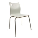 Silla AMELIE, apilable, acero inoxidable, asiento laminado HPL, blanco roto