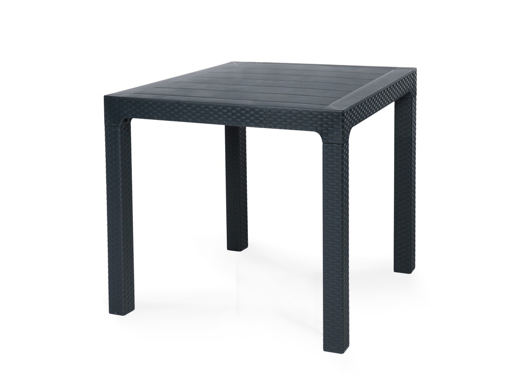 [129.MTRO80CAN] Mesa TROPICAL, ratán, polipropileno antracita, 80 x 80 cms