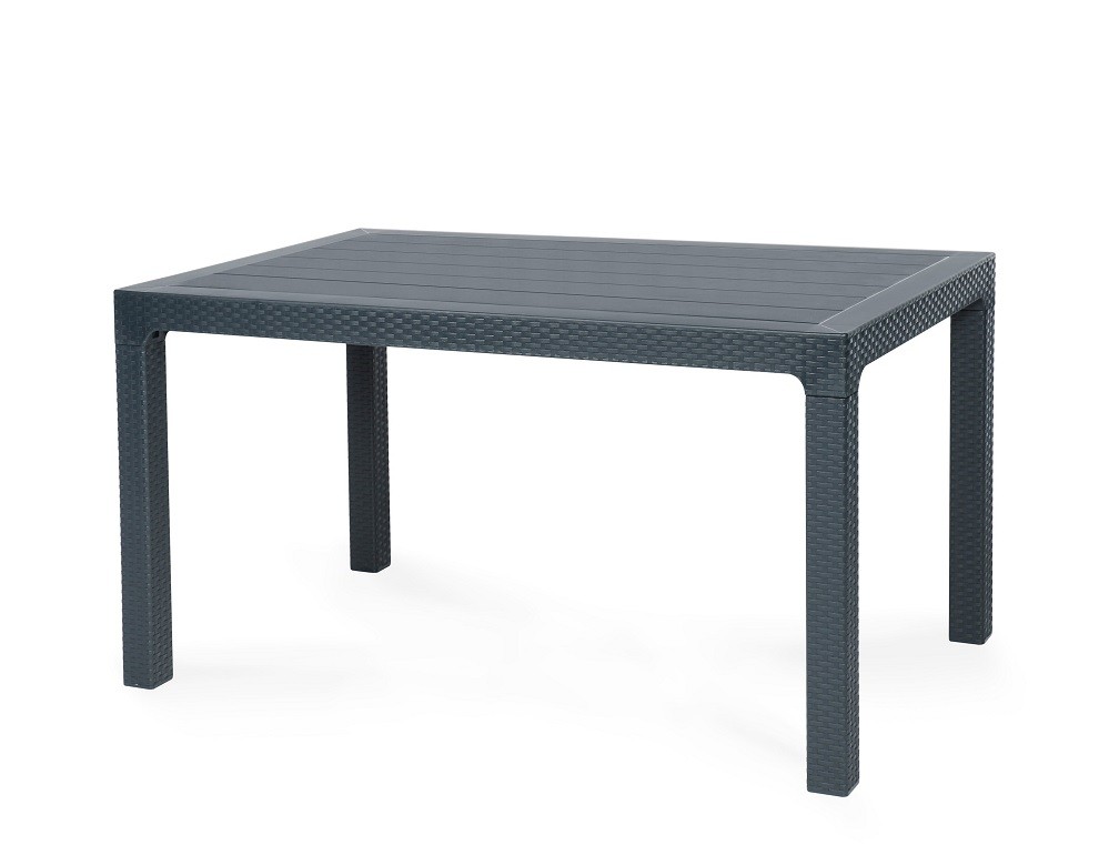 [129.MTR140CAN] Mesa TROPICAL, ratán, polipropileno antracita, 140 x 80 cms