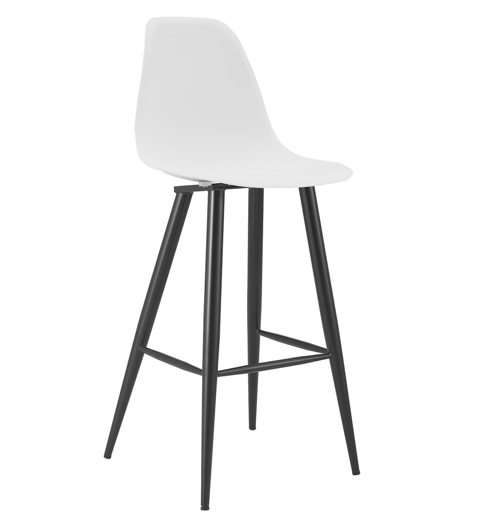 [489.TCLUNNBL] Taburete CLUNY, metal epoxi negro, polipropileno blanco
