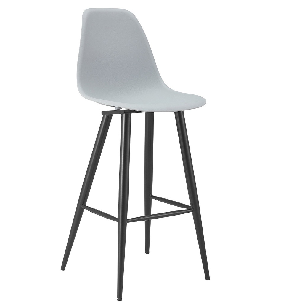 [489.TCLUNNGR] Taburete CLUNY, metal epoxi negro, polipropileno gris