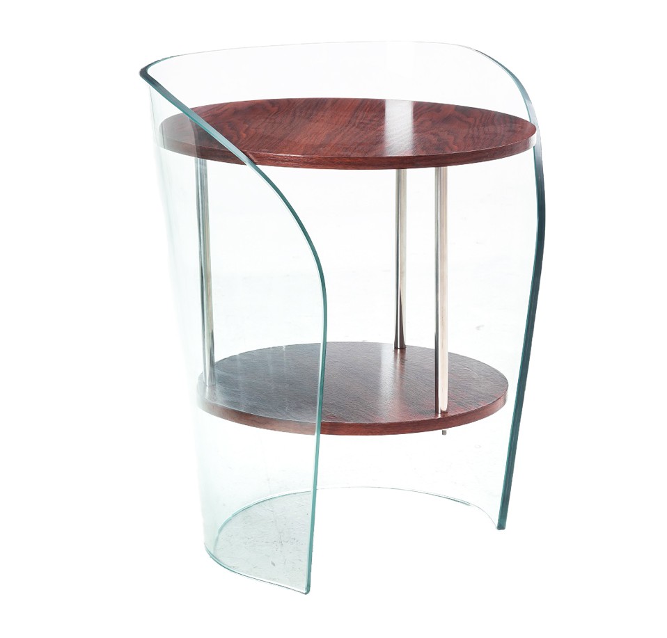 [143.MMODBUCR] Mesa MODBURY, baja, madera, cristal, 50 x 50 cms